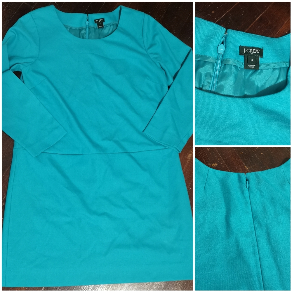 J. Crew Drapey Shift Dress in Teal